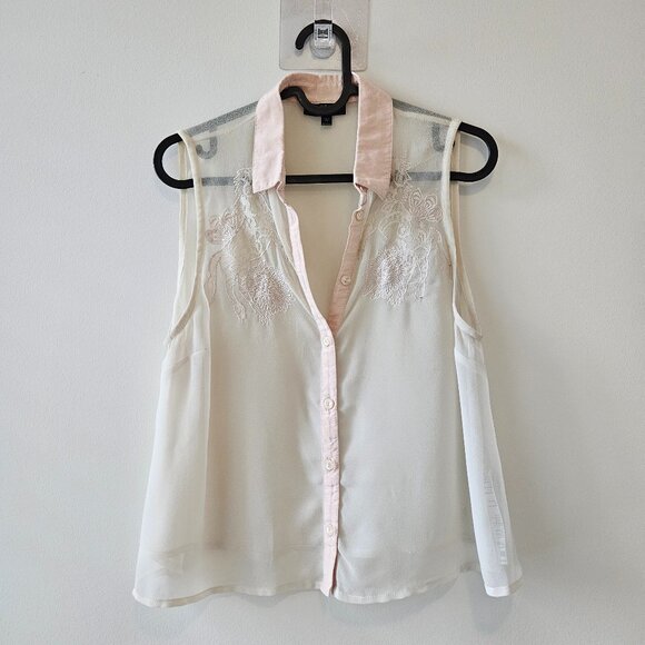 Topshop Sheer Sleeveless Blouse Size 6 - Picture 1 of 3